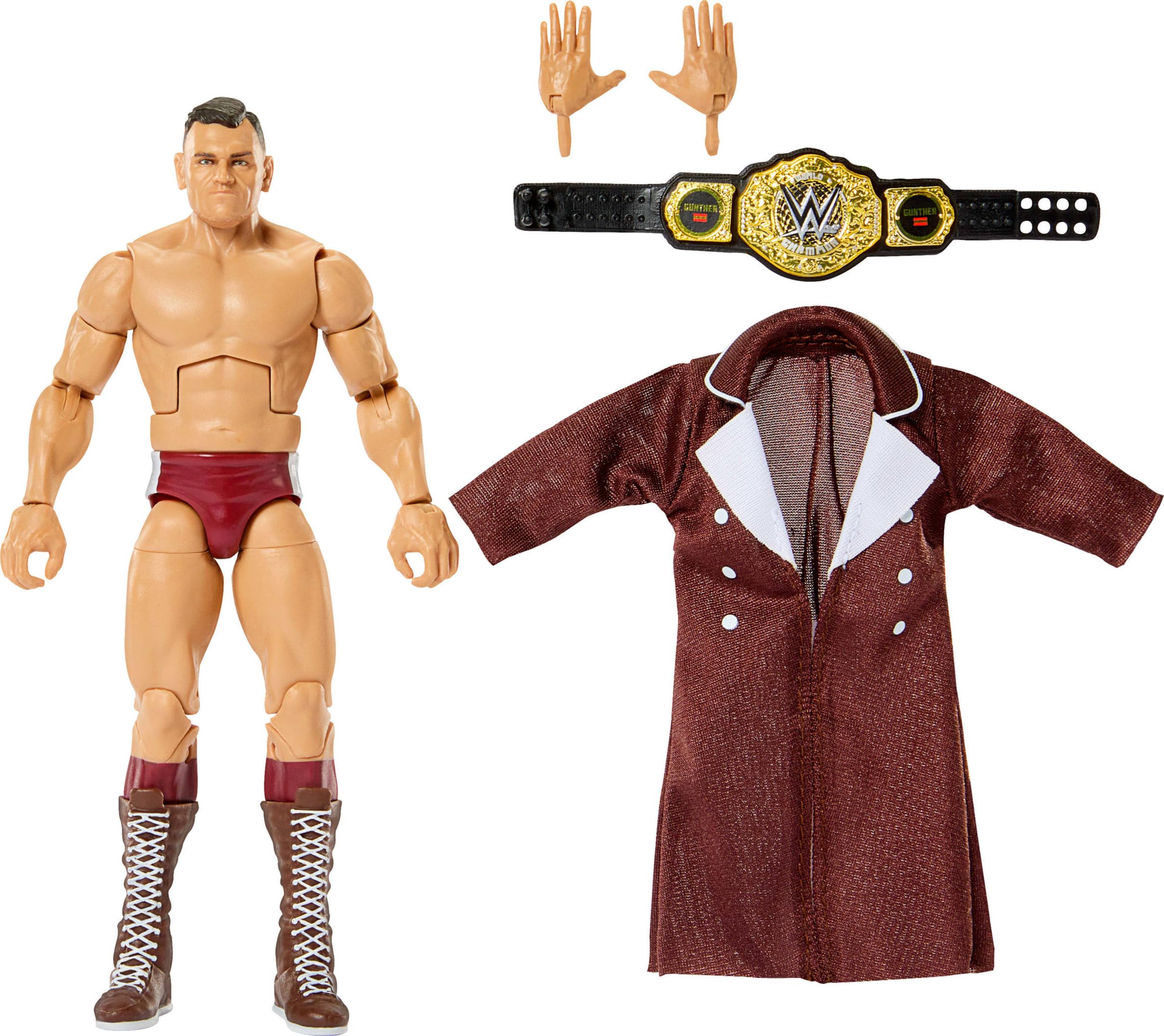 Mattel WWE Elite Gunther figure front view for display and posing