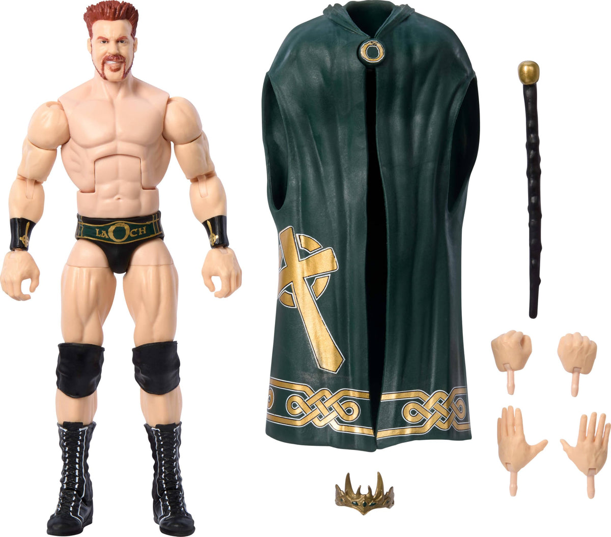 Mattel WWE Elite King Sheamus figure front view for display and posing