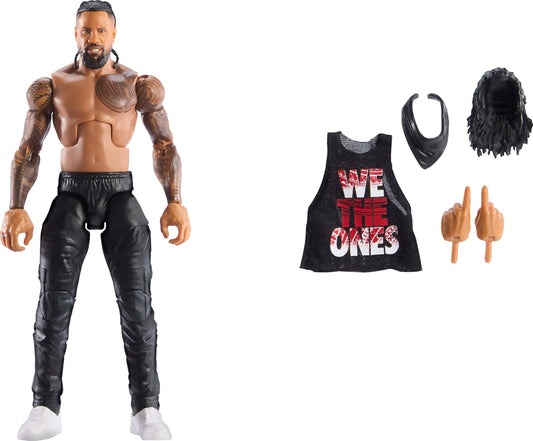 Mattel WWE Elite Jimmy Uso figure close-up face with TrueFX detailing for display.
