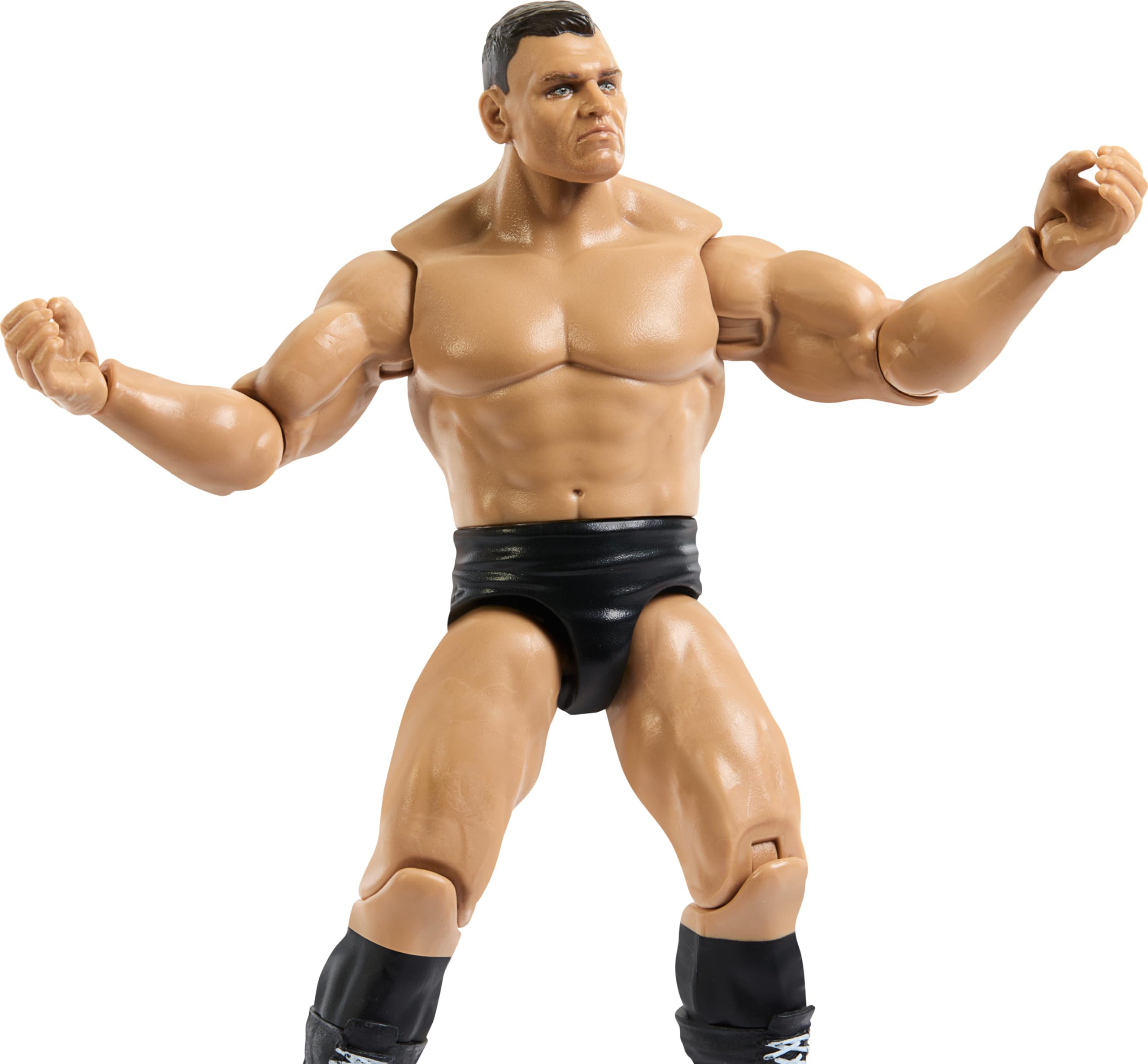 Mattel WWE Gunther TrueFX face detail adds lifelike expression for display.