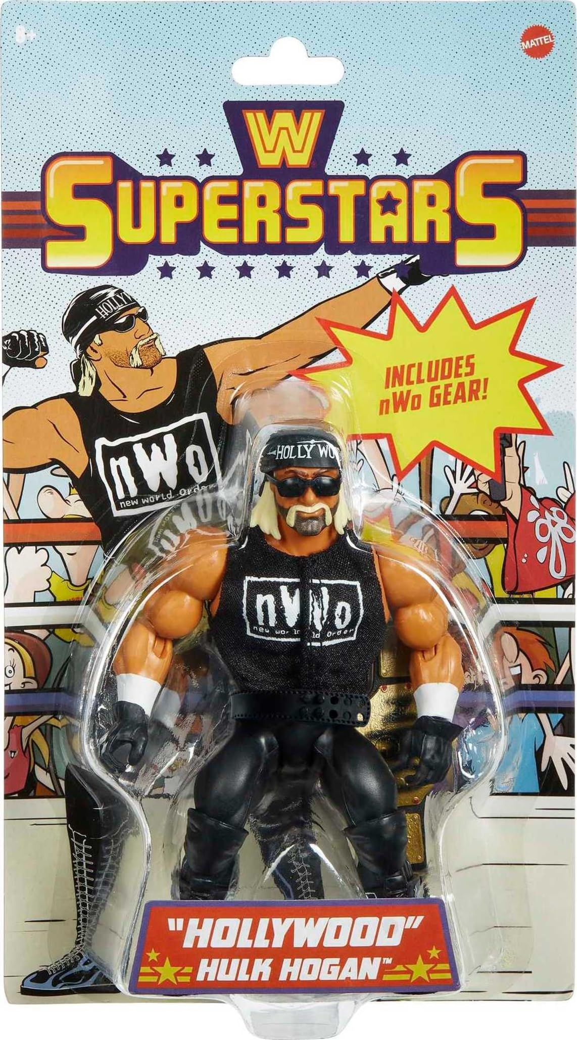 Mattel WWE Hogan retro figure shows championship title for authentic display
