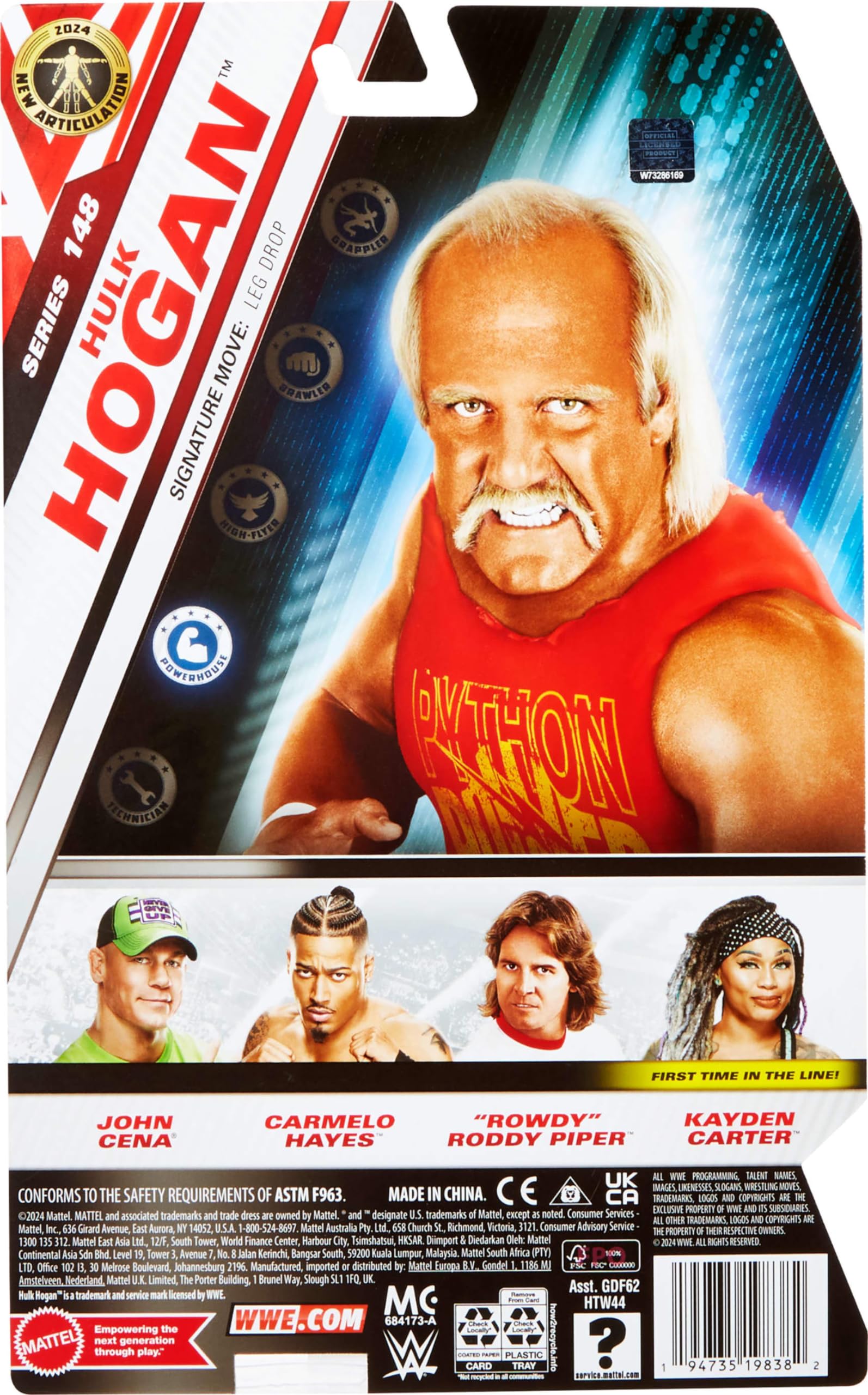 Mattel WWE Hulk Hogan figure in packaging-ready display pose