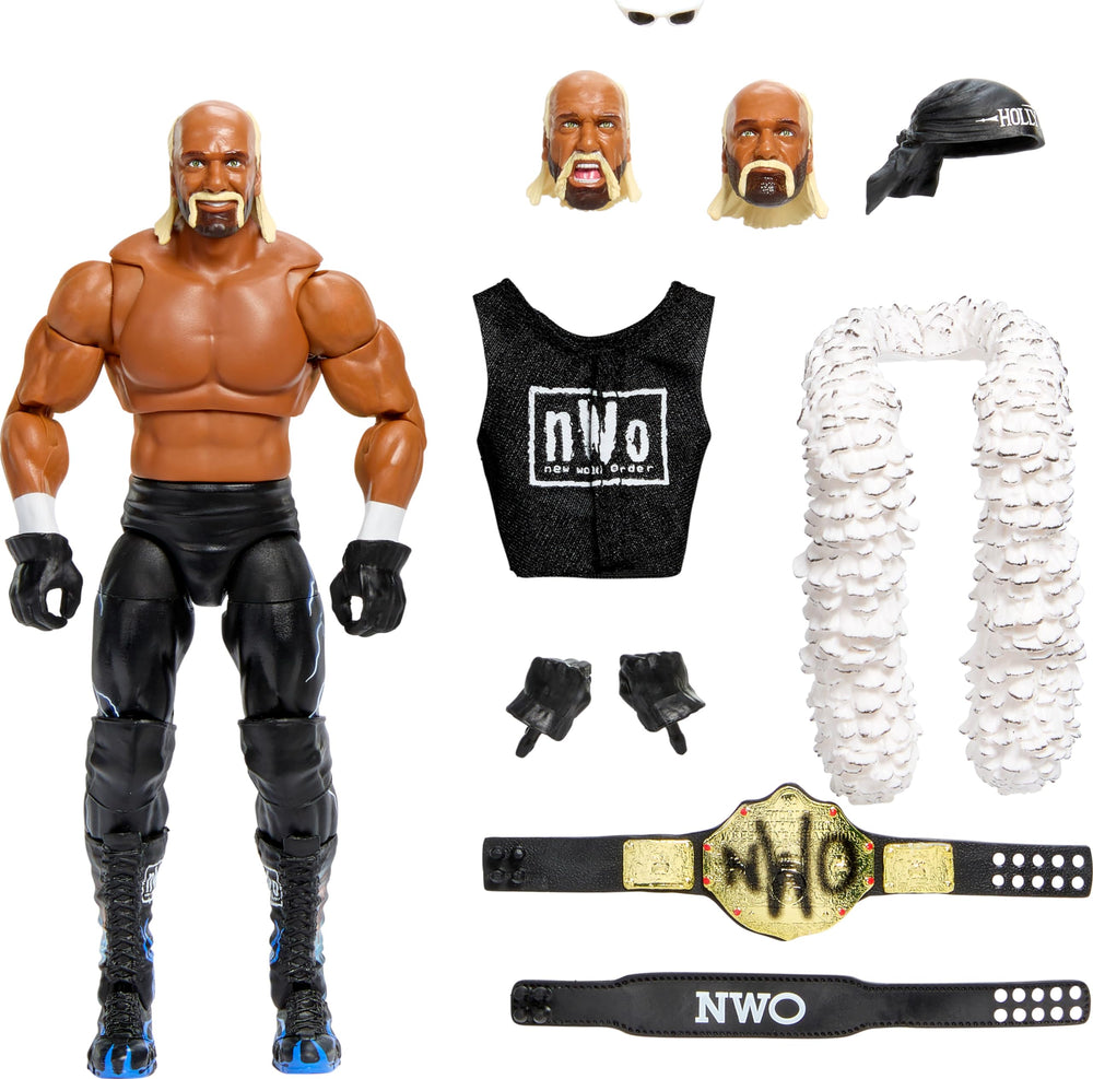 Mattel WWE Hulk Hogan Ultimate Edition figure front view displaying authentic gear for display