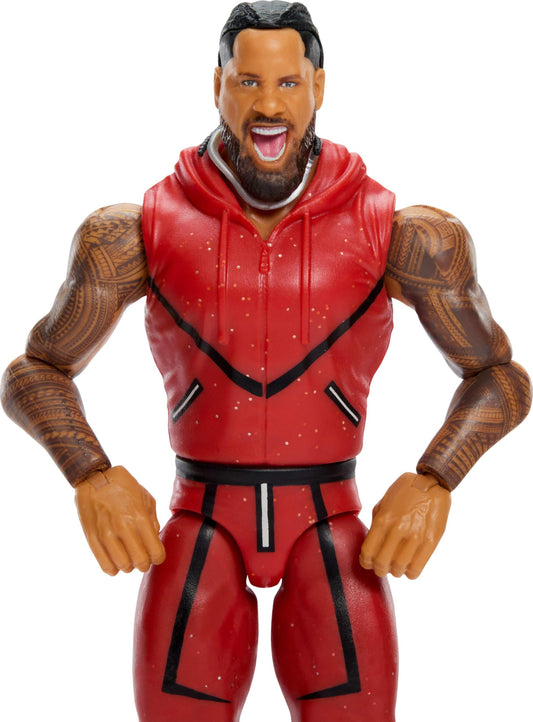 Mattel WWE Jimmy Uso 14 articulation points enable dynamic posing and authentic combat reenactments.