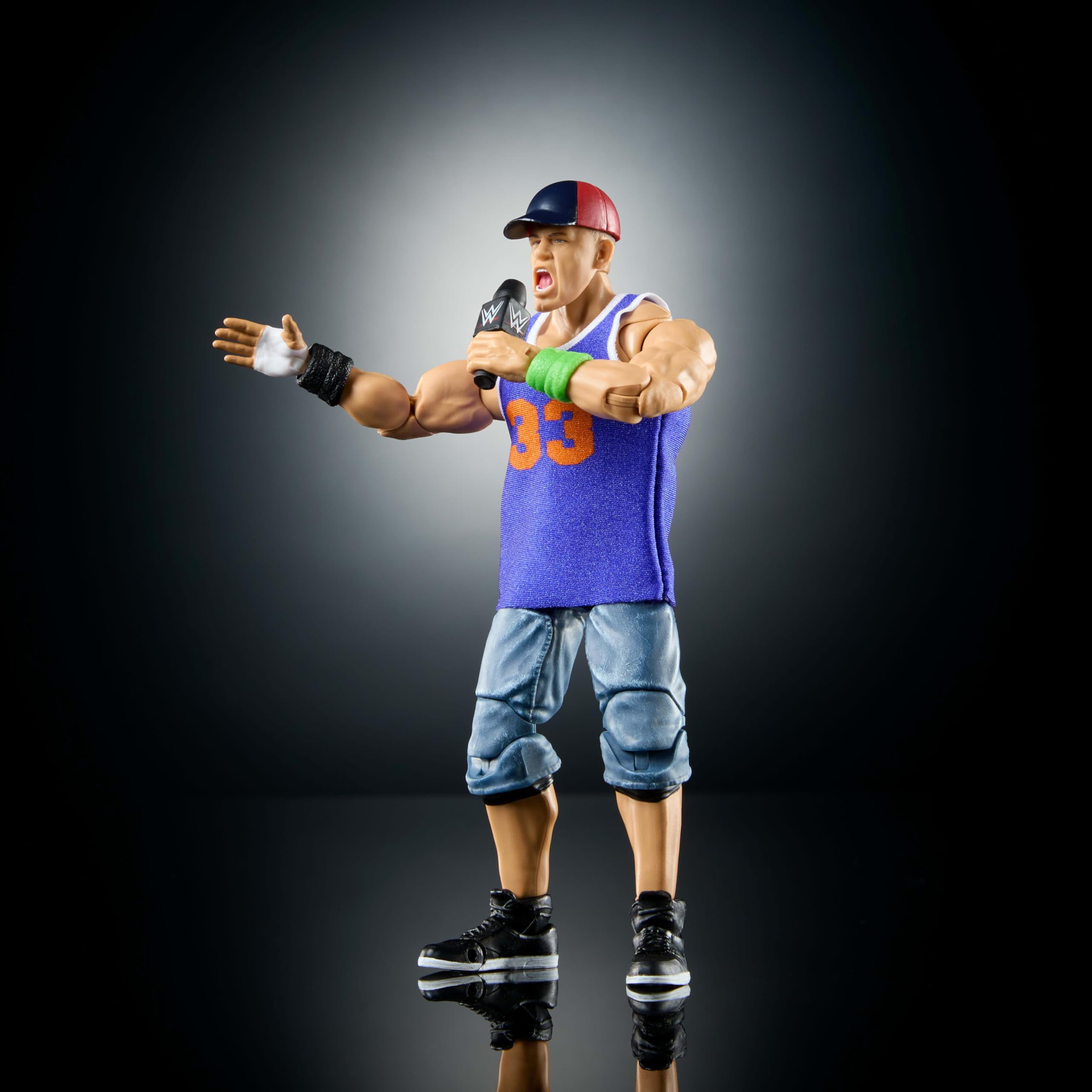 Mattel WWE John Cena TrueFX detailing enhances a lifelike look in photos.