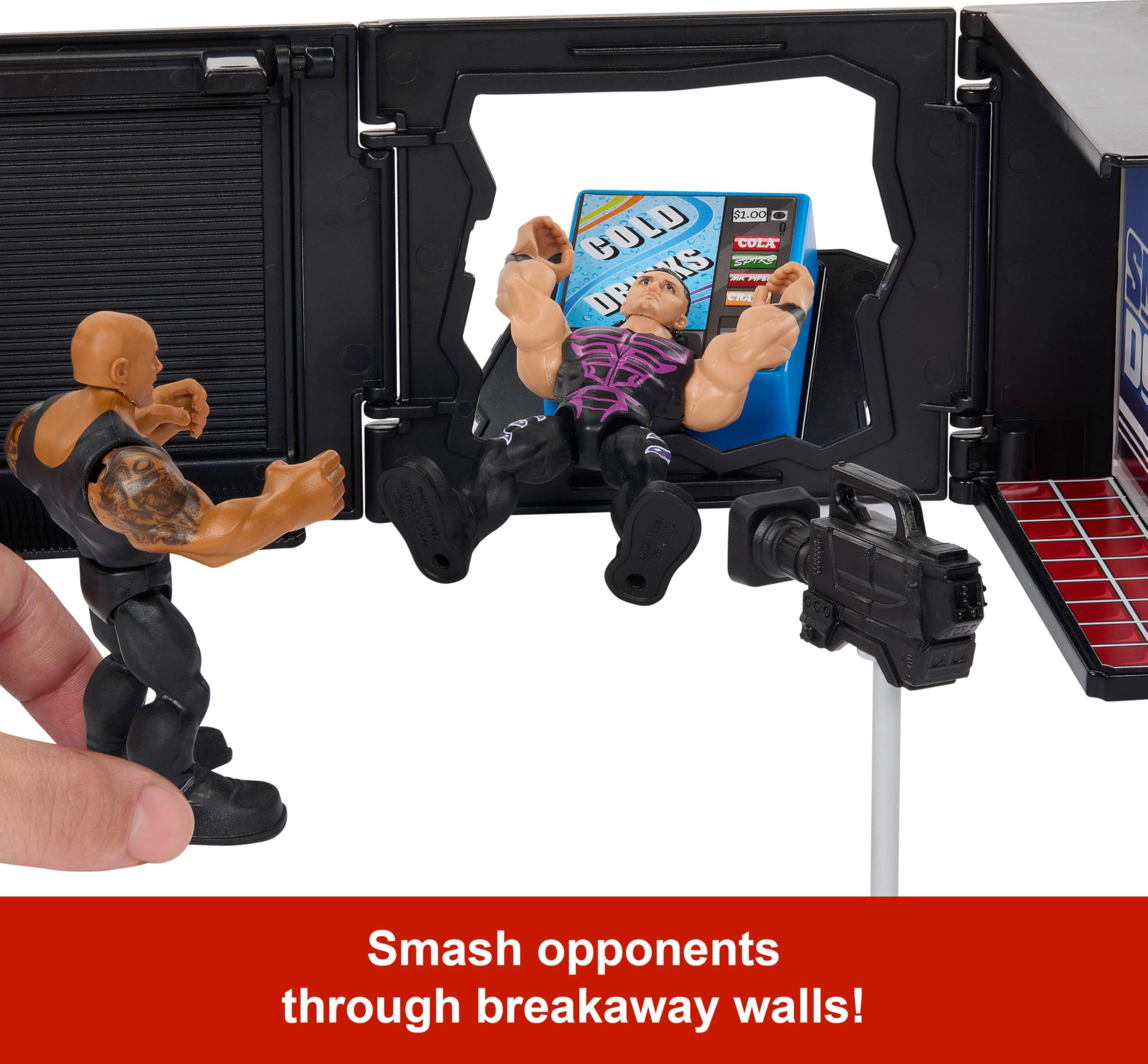 Mattel breakaway table adds dramatic backstage action for kid-led battles.