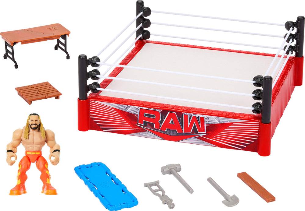 Mattel WWE Knuckle Crunchers Rebound Ring playset in action with bouncy ring fun for imaginative play.
