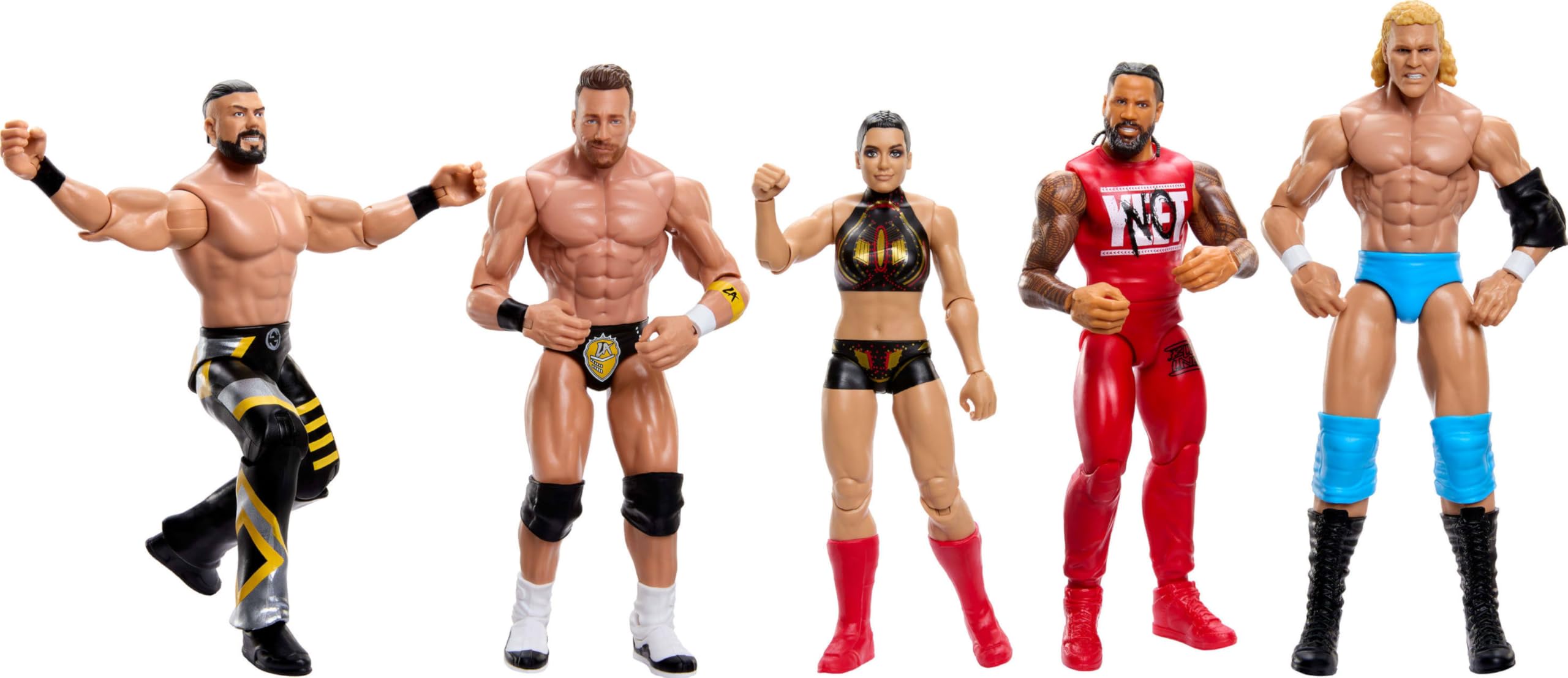 Mattel WWE LA Knight figure in dynamic action pose for play.