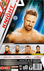 Mattel WWE LA Knight figure packaging and display-ready presentation.