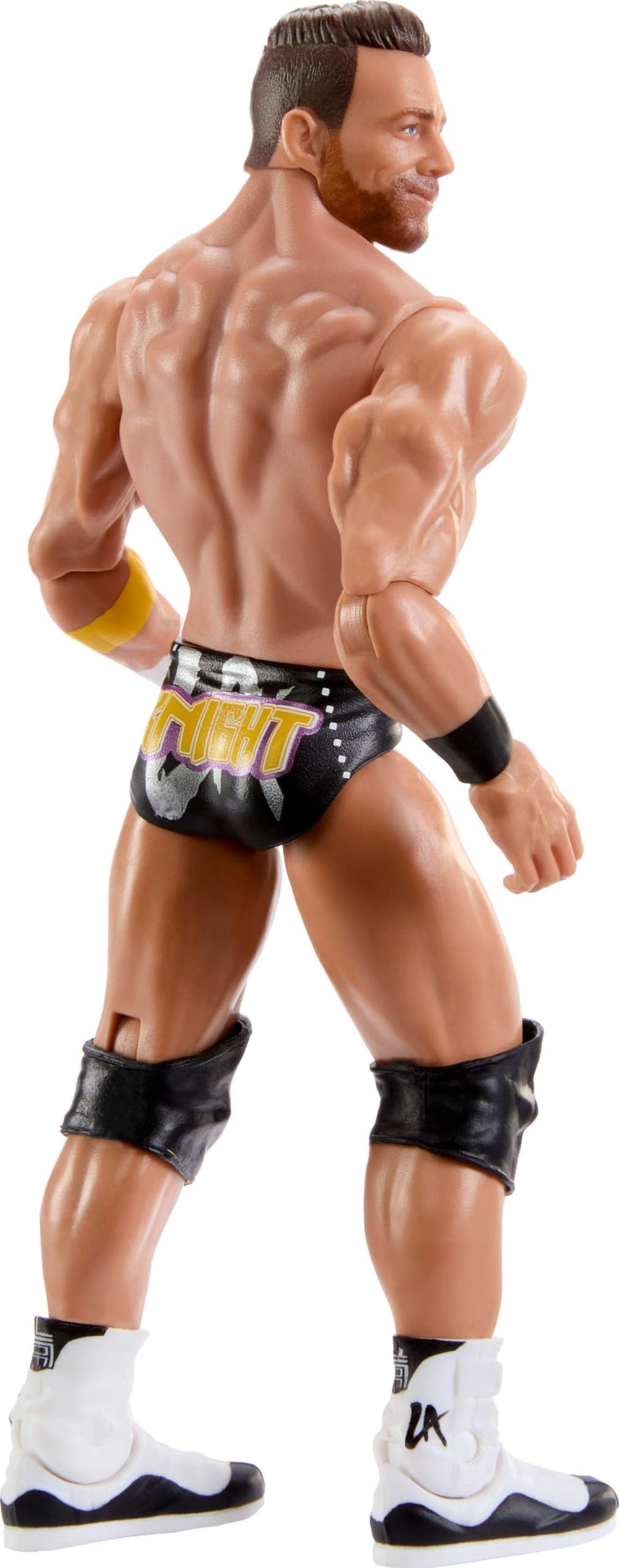 Mattel WWE LA Knight figure in-ring gear for authentic display.
