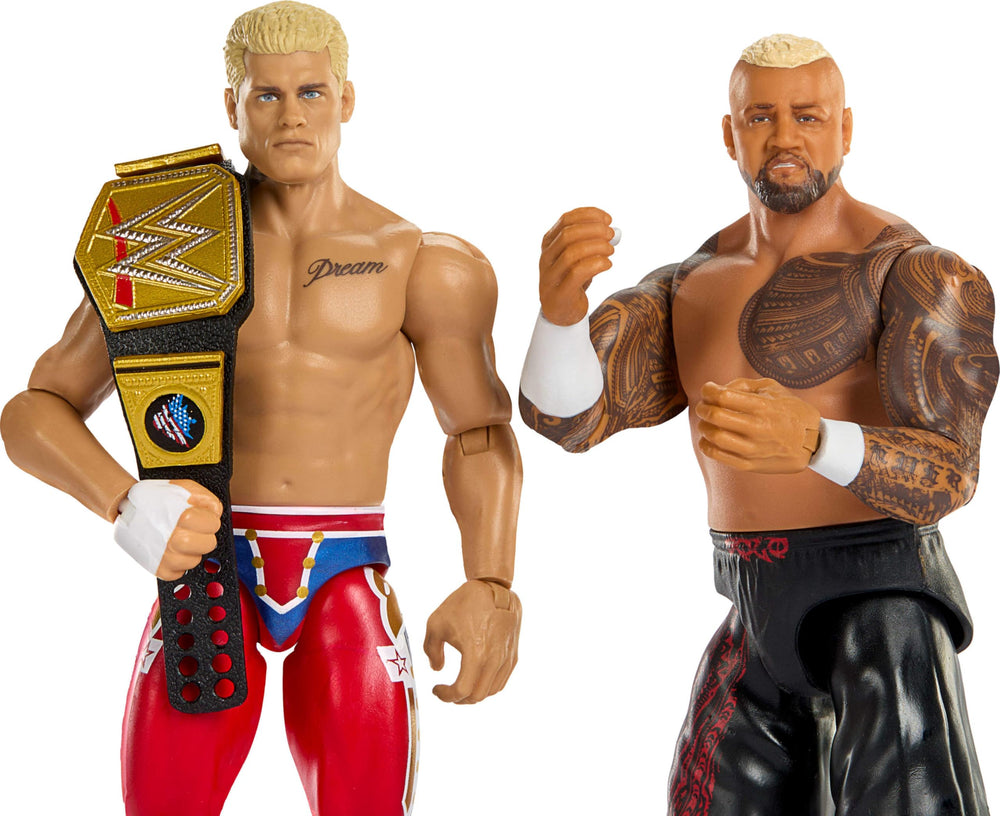 Mattel WWE Main Event Showdown Solo Sikoa figure front view for action poses