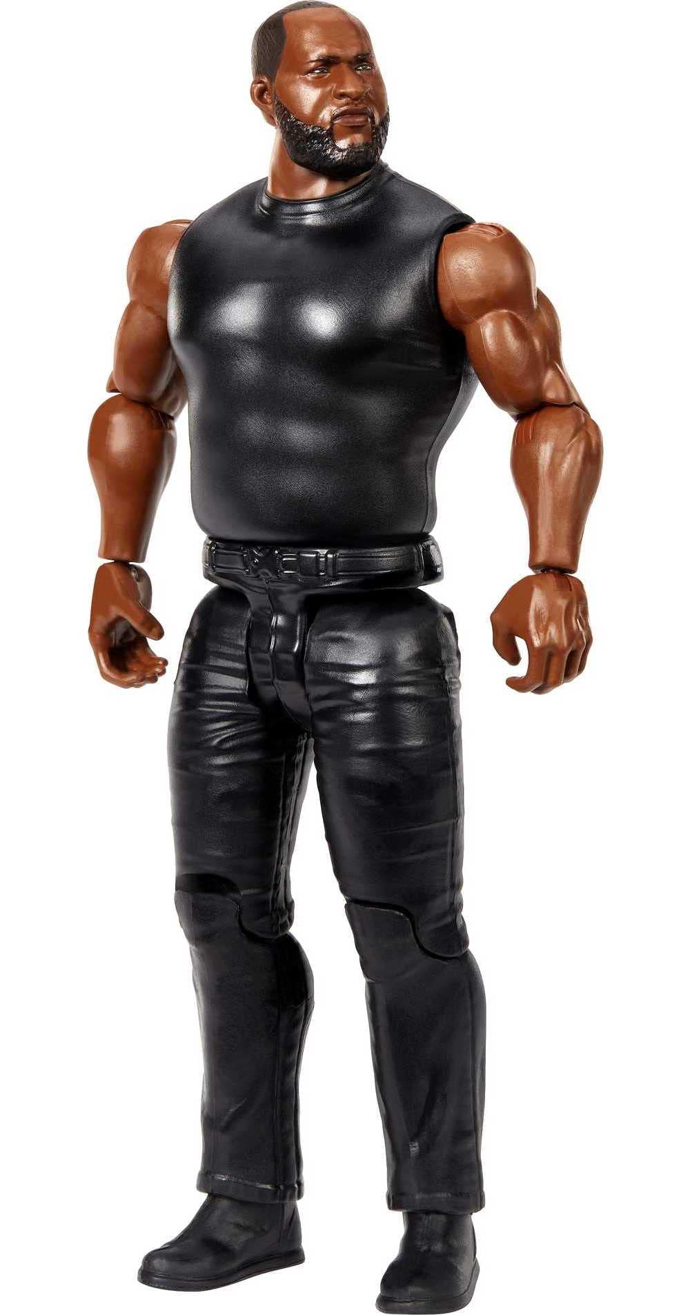 Mattel WWE Omos action figure front view showing poseability for dynamic battles