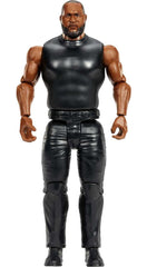 Mattel WWE Omos ring-gear detail highlighting authentic attire for display