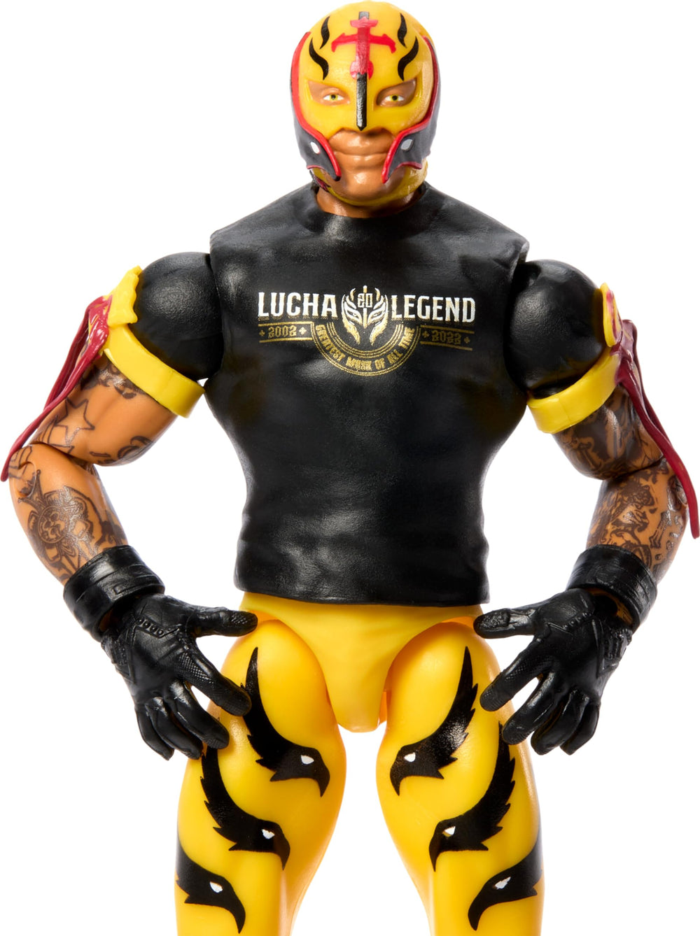 Mattel Rey Mysterio 6-inch figure ring gear for authentic styling.