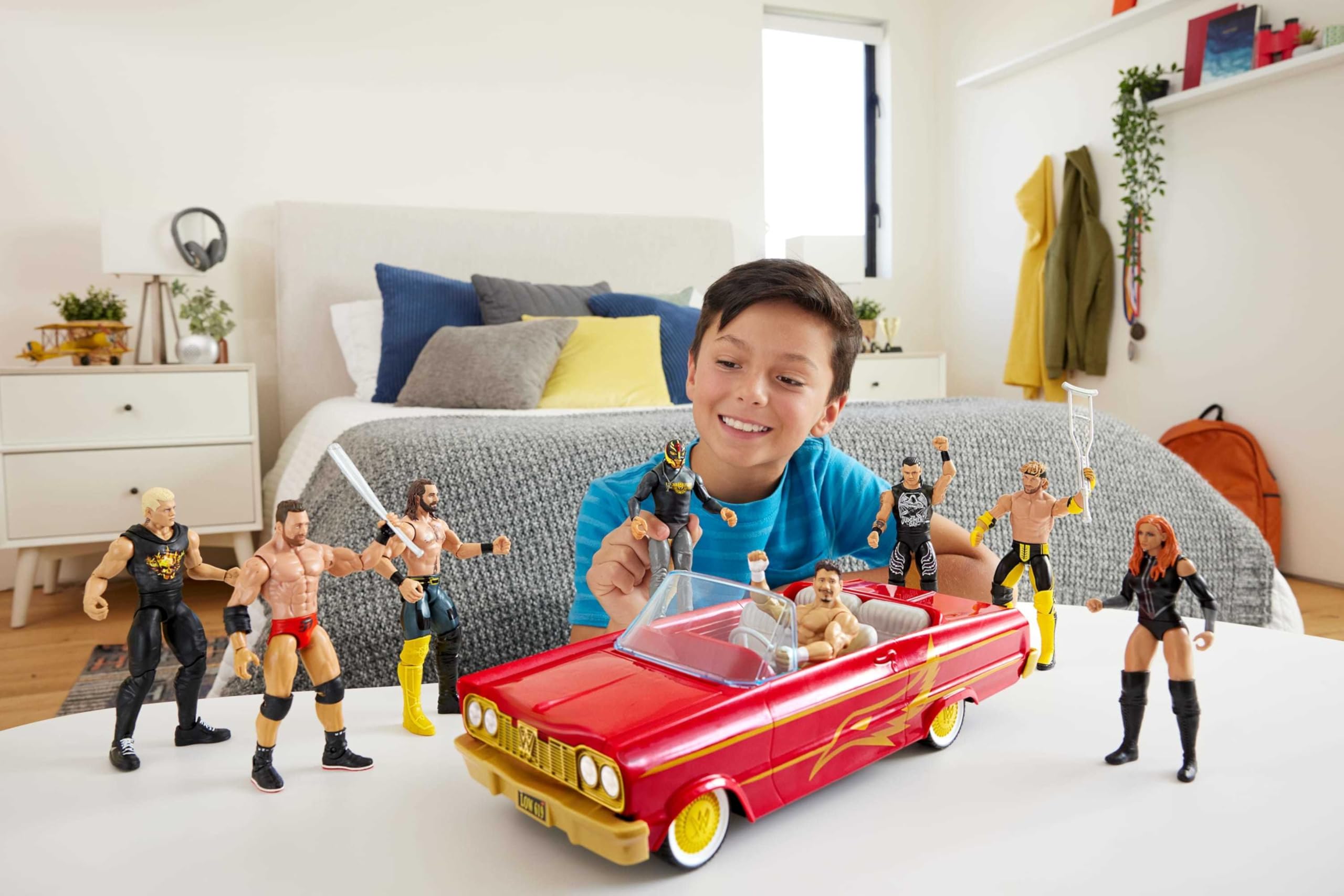 Mattel WWE Rey Mysterio Main Event figure with detailed articulation for dynamic poses