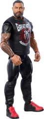 Mattel WWE Roman Reigns figure ring gear detail enhances realism during display.