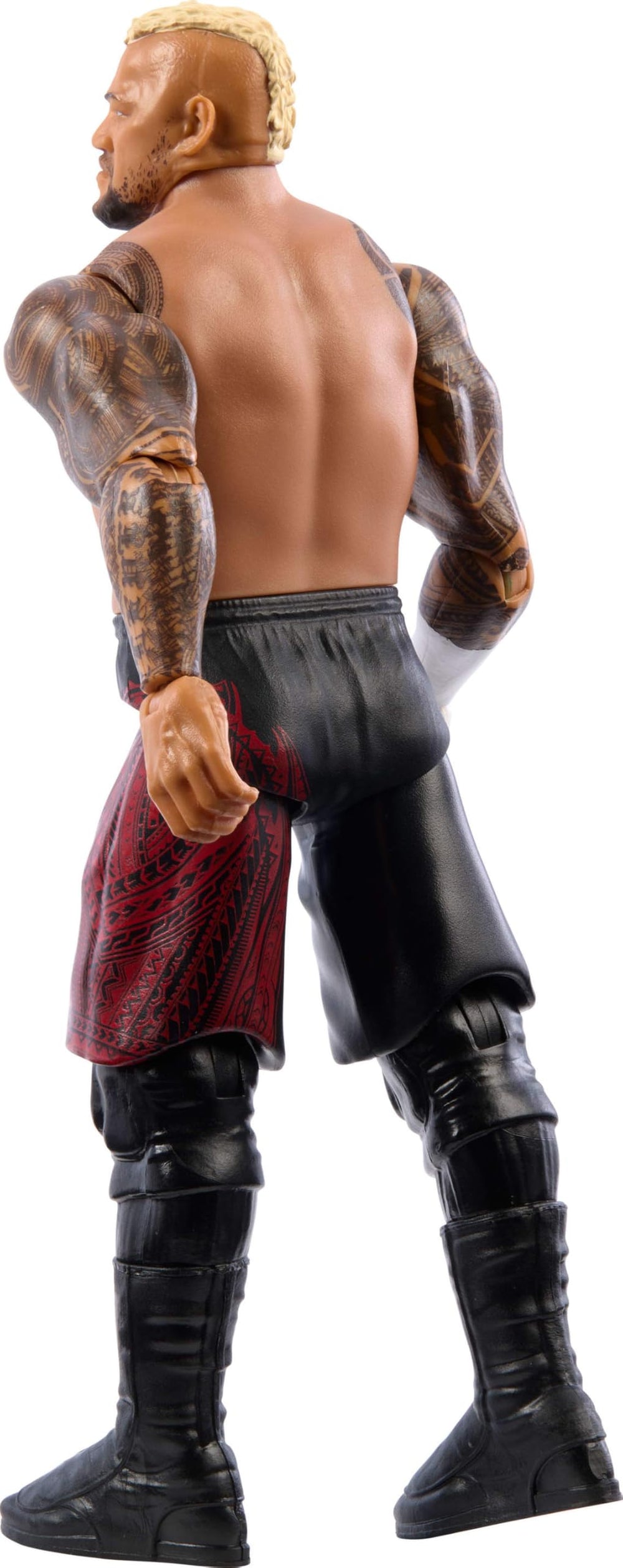 Mattel WWE Solo Sikoa action figure packaging side view for shelf display.