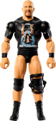 Mattel WWE Stone Cold Steve Austin action figure front view with detailed sculpt for display.