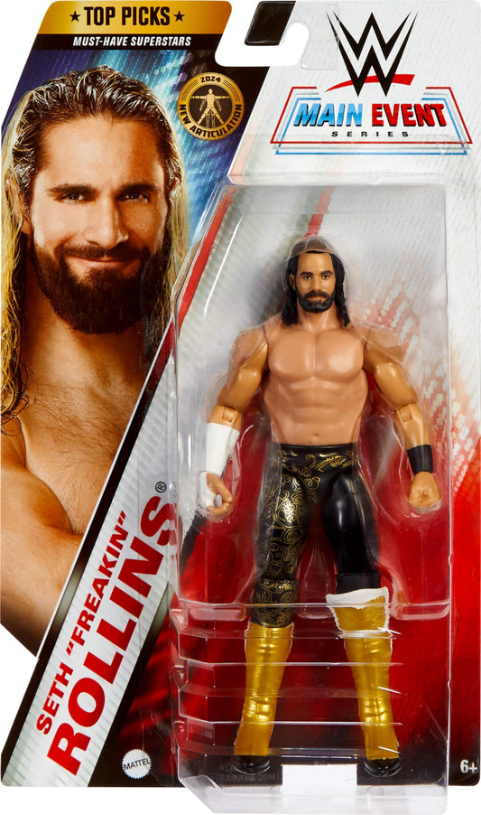 Mattel WWE Top Picks Seth Rollins articulation for dynamic posing.