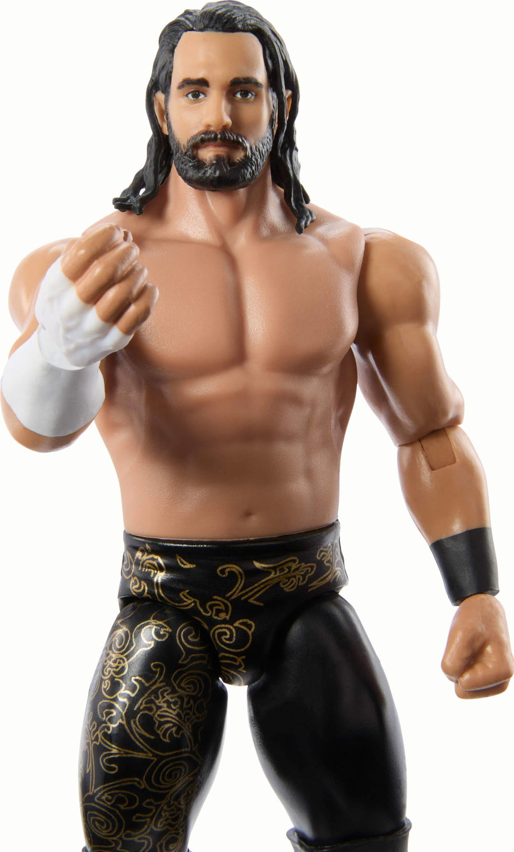 Mattel WWE Top Picks Seth Rollins TrueFX face detail ideal for lifelike display.