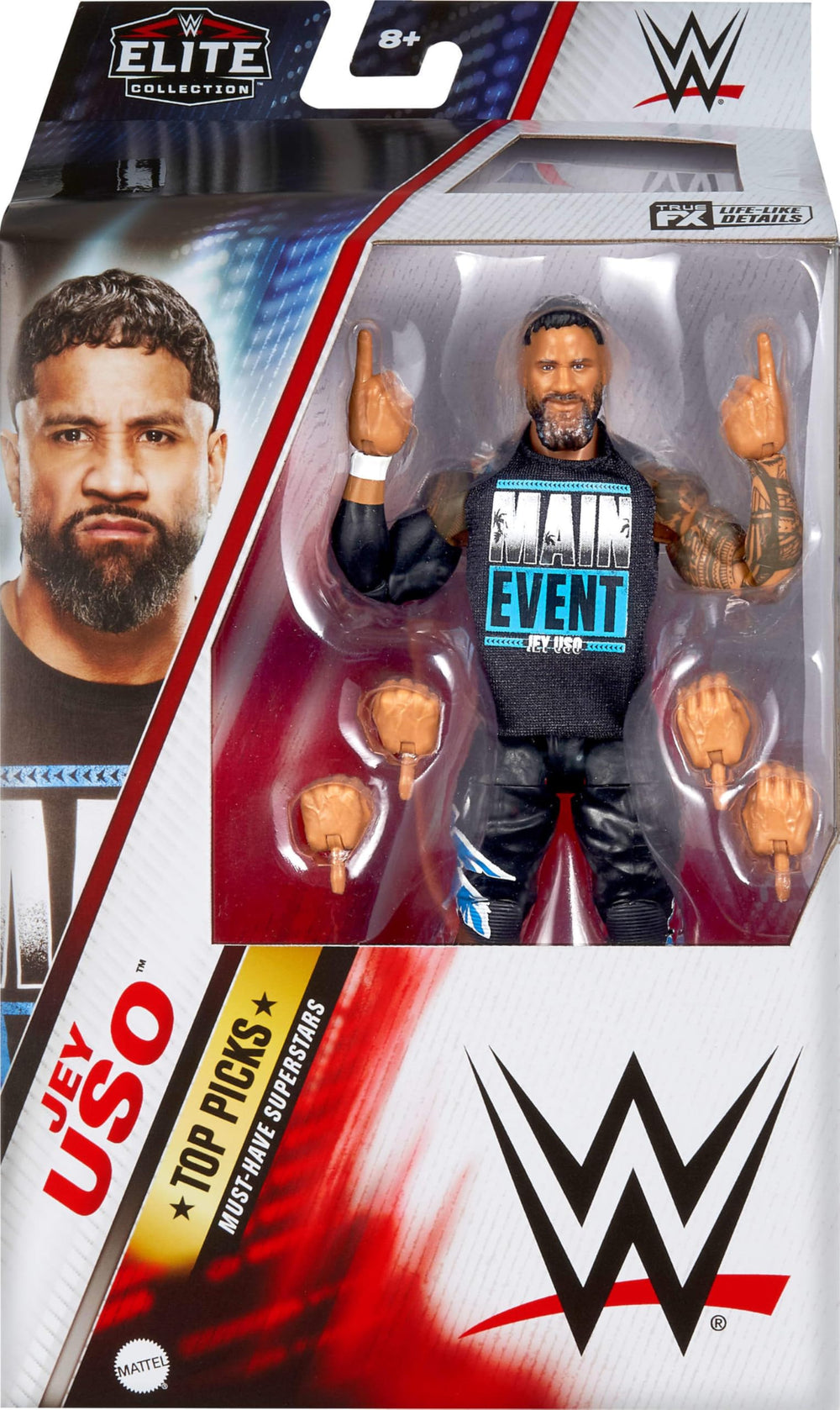 Jey Uso ring gear on Mattel Top Picks for authentic display