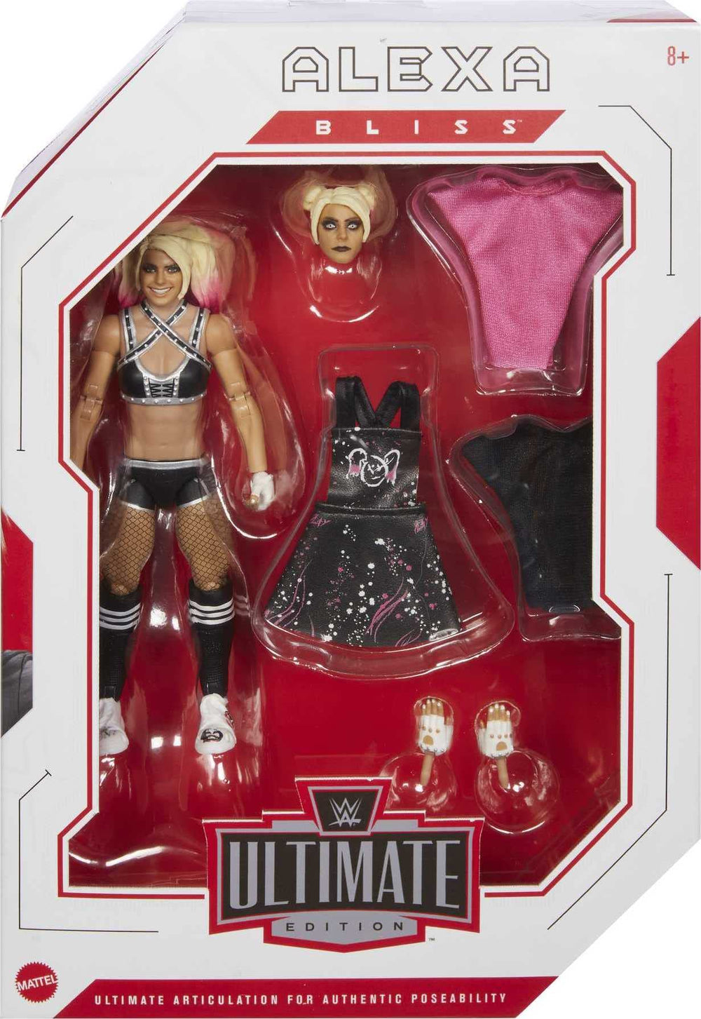 Mattel Alexa Bliss figure with authentic entrance gear capturing WWE entrance moments.