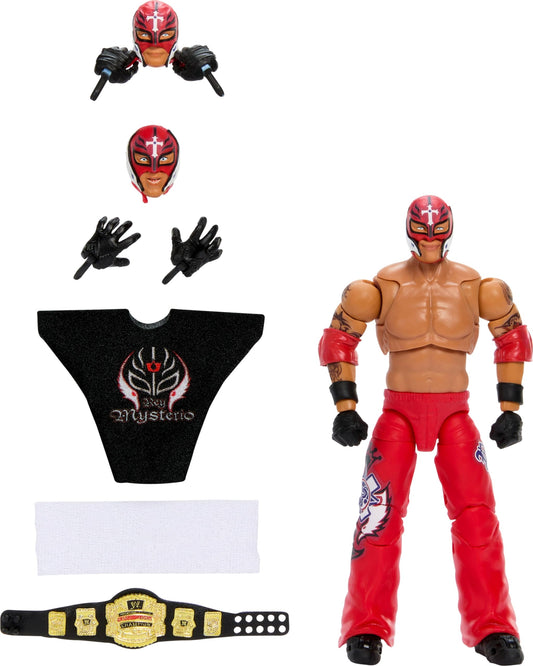 Mattel WWE Ultimate Edition Rey Mysterio front view for dynamic posing and display.