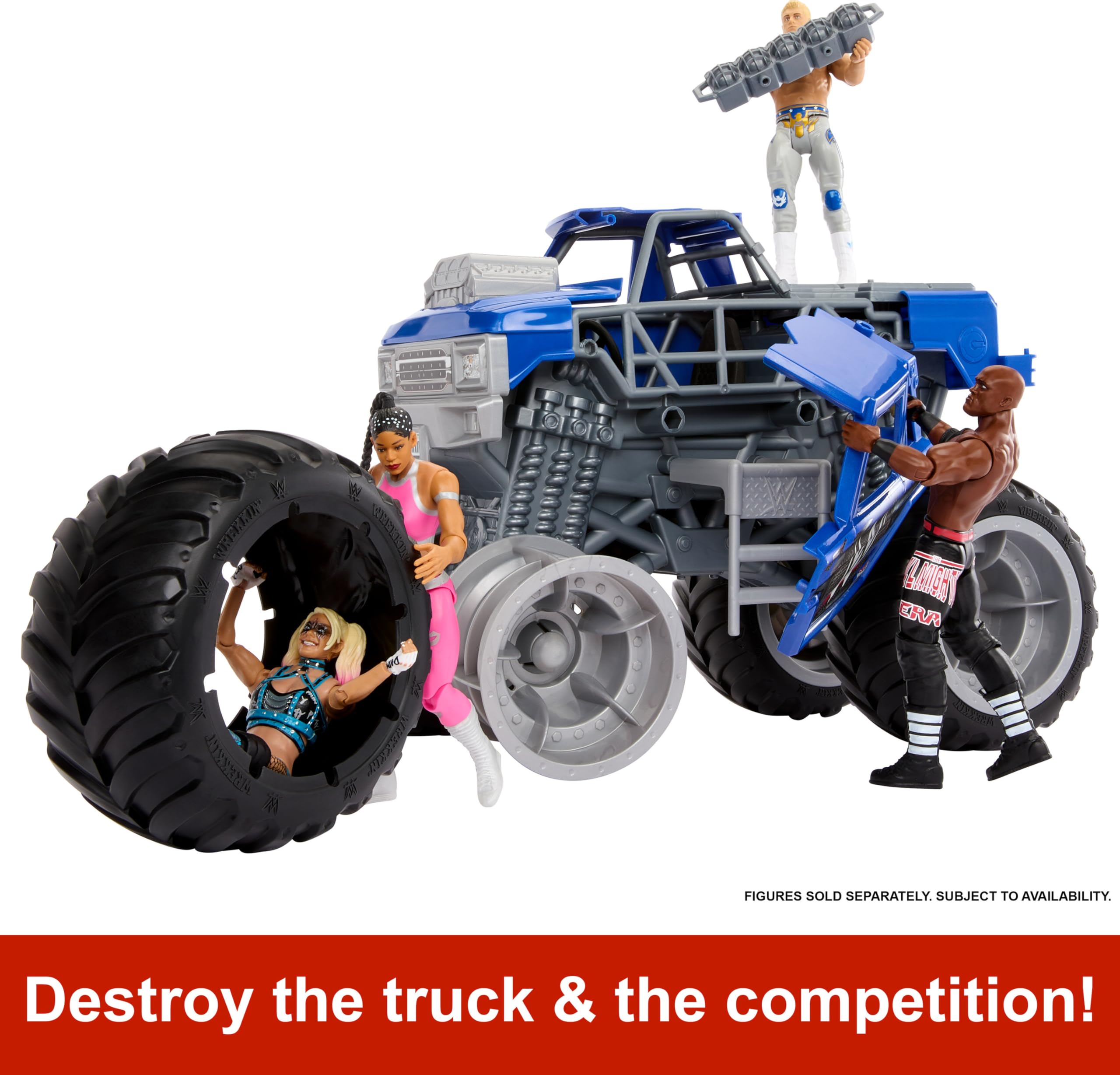 Mattel WWE Wrekkin Slam Crusher press engine launches opponents for dramatic clashes