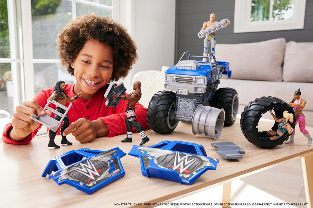 Mattel WWE Wrekkin Slam Crusher real rolling wheels support authentic motion
