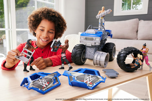 Mattel WWE Wrekkin Slam Crusher real rolling wheels support authentic motion