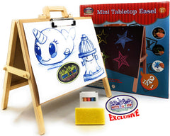 Matty's Toy Stop easel with paper clip secures paper on the go.