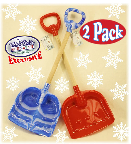 Matty's Toy Stop 28-inch blue scoop shovel with sturdy wooden construction for kids