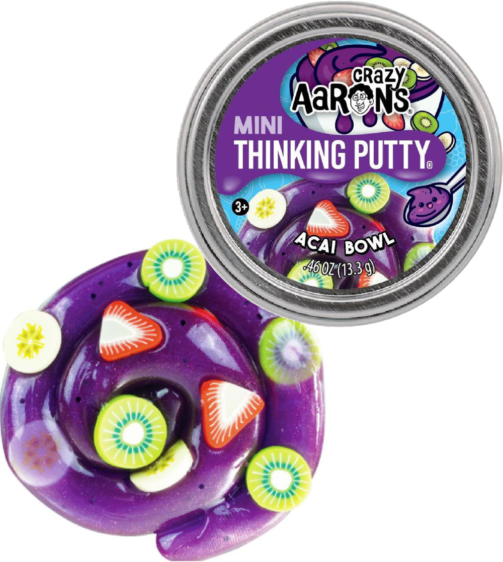 Matty's Toy Stop Acai Bowl mini tin putty in vibrant purple with fruity pieces