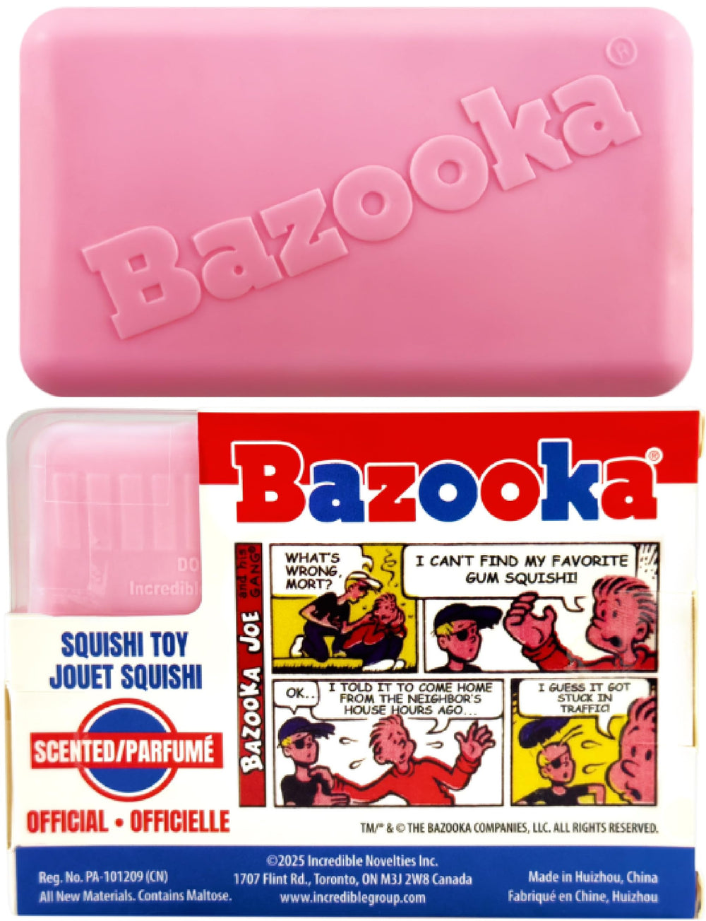 Matty's Toy Stop Bazooka Squishi packaging view suitable for gift-giving.