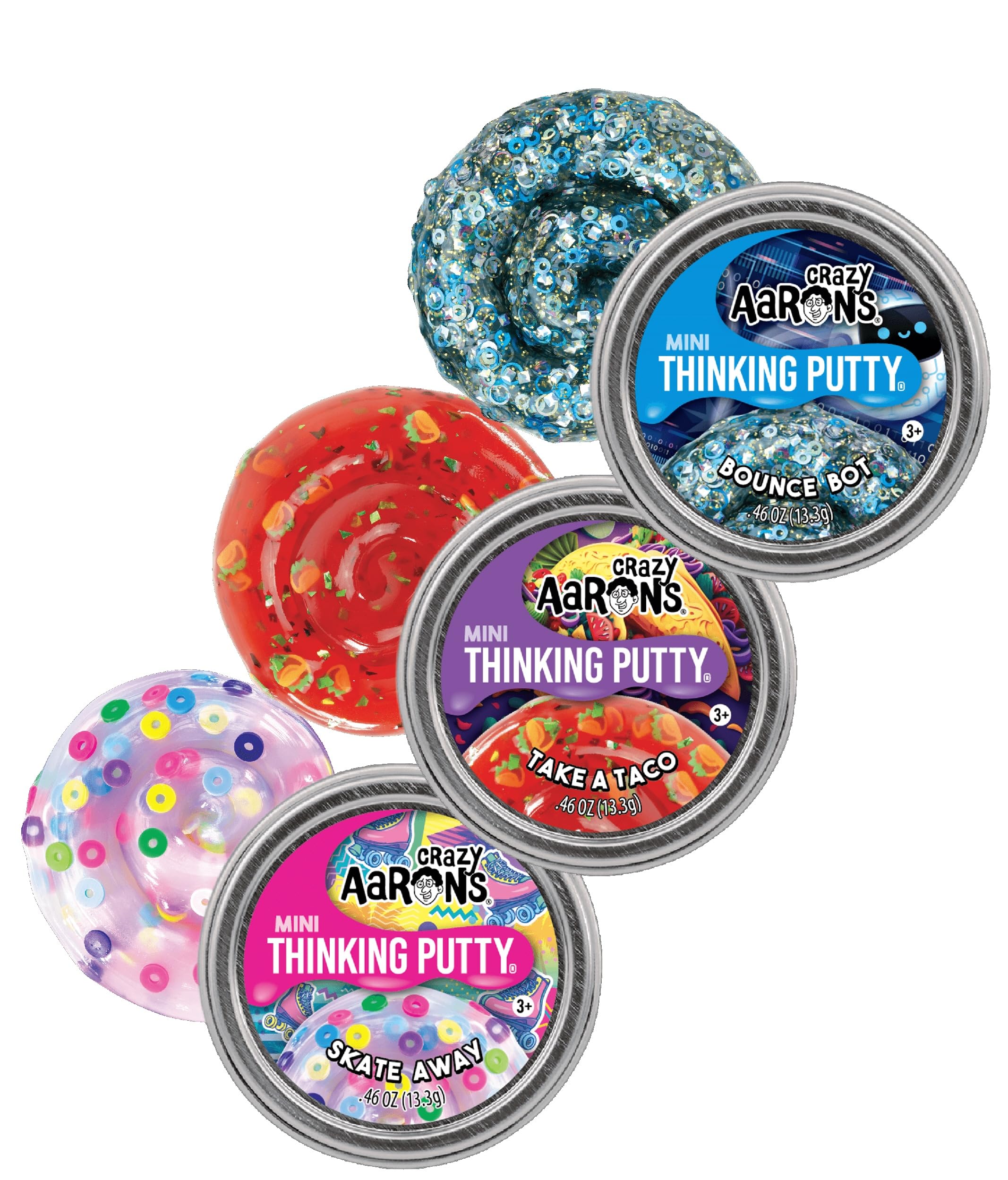 Matty's Toy Stop Bounce Bot putty with glitter gears for creative sculpting and tactile fun.