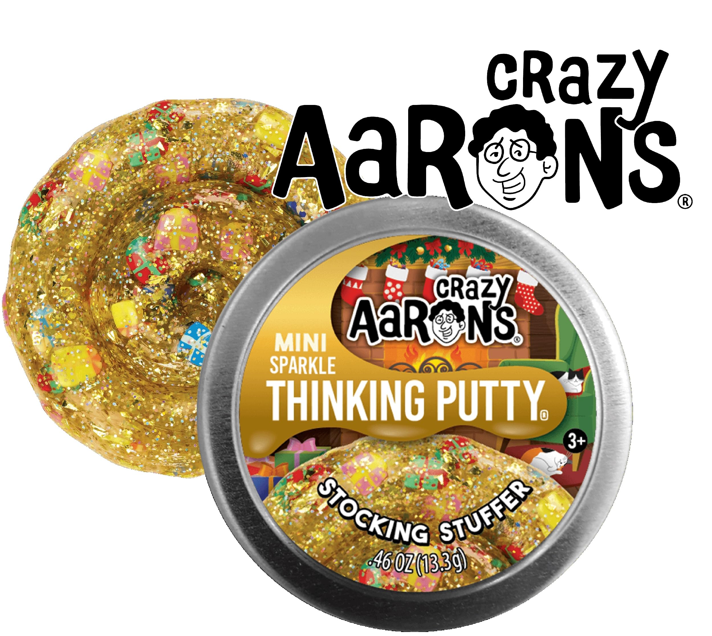 Matty's Toy Stop Crazy Aaron's Mistletoe Mania putty in a mini tin for festive squishy fun.