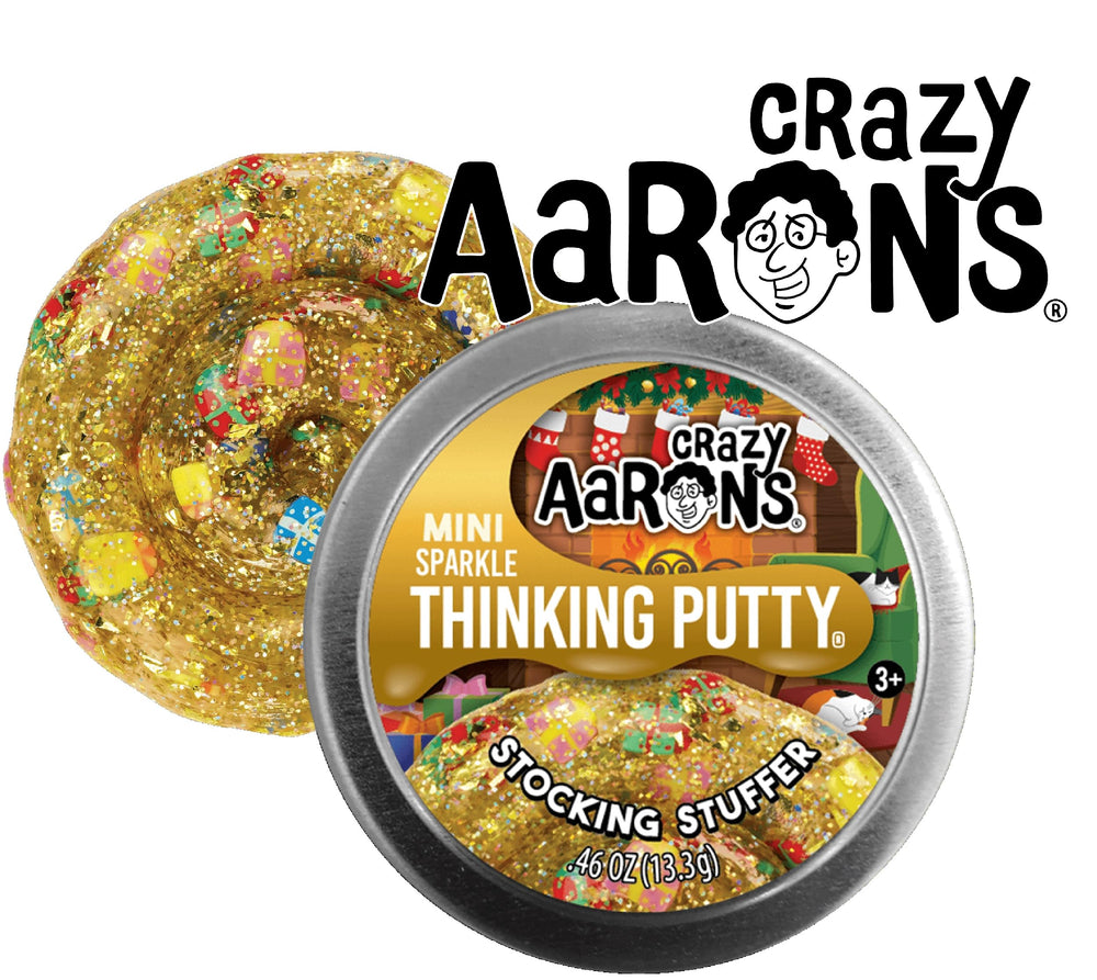 Matty's Toy Stop Crazy Aaron's Mistletoe Mania putty in a mini tin for festive squishy fun.