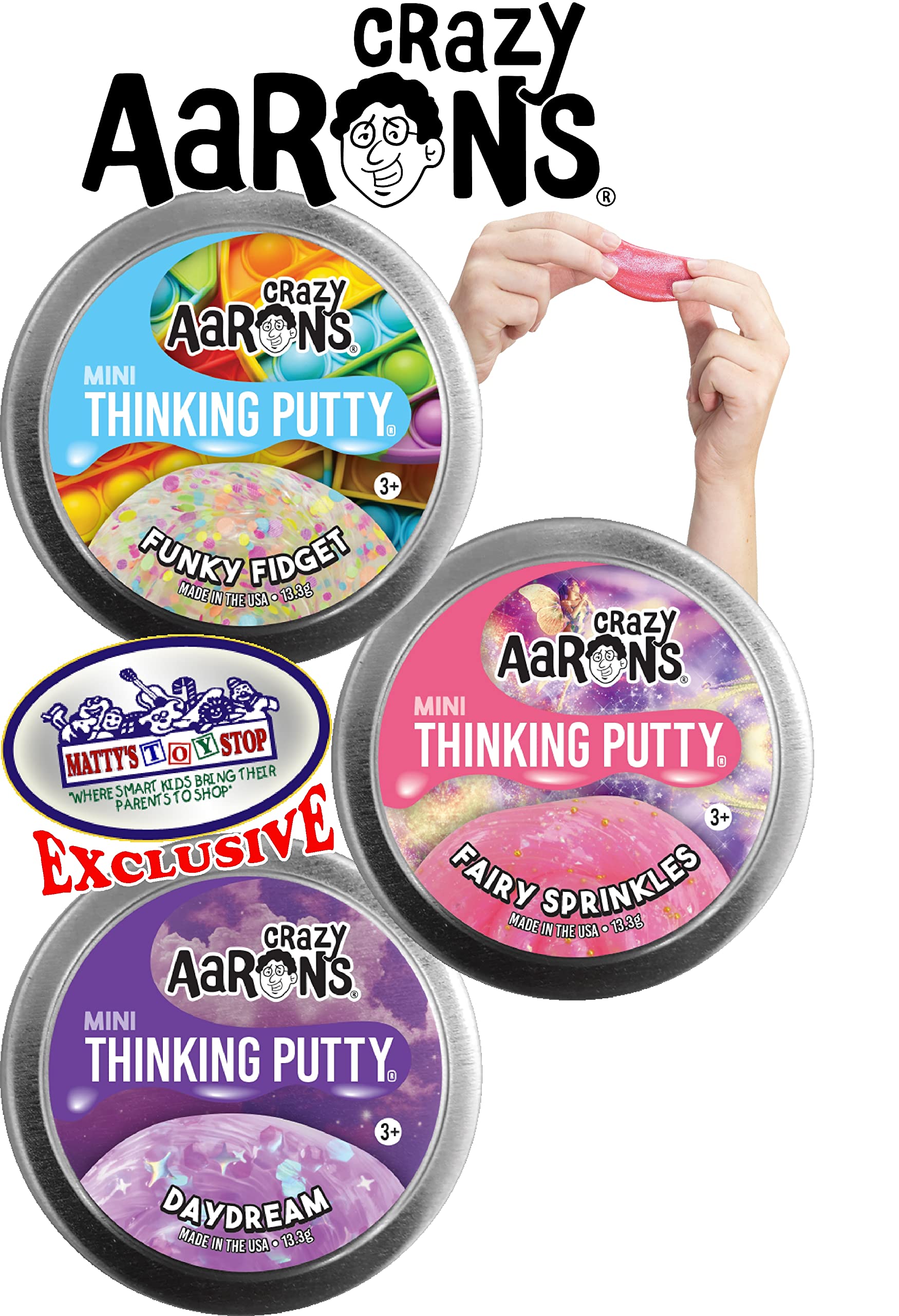 Matty's Toy Stop Fairy Sprinkles mini tin sparkles with stretchy, creative play options.