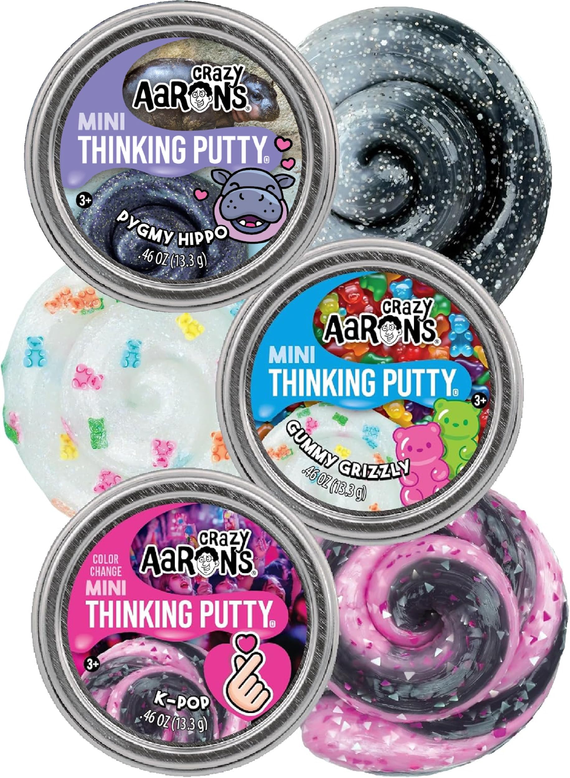 Matty's Toy Stop Gummy Grizzly mini tin putty ready for travel play and sensory fun.