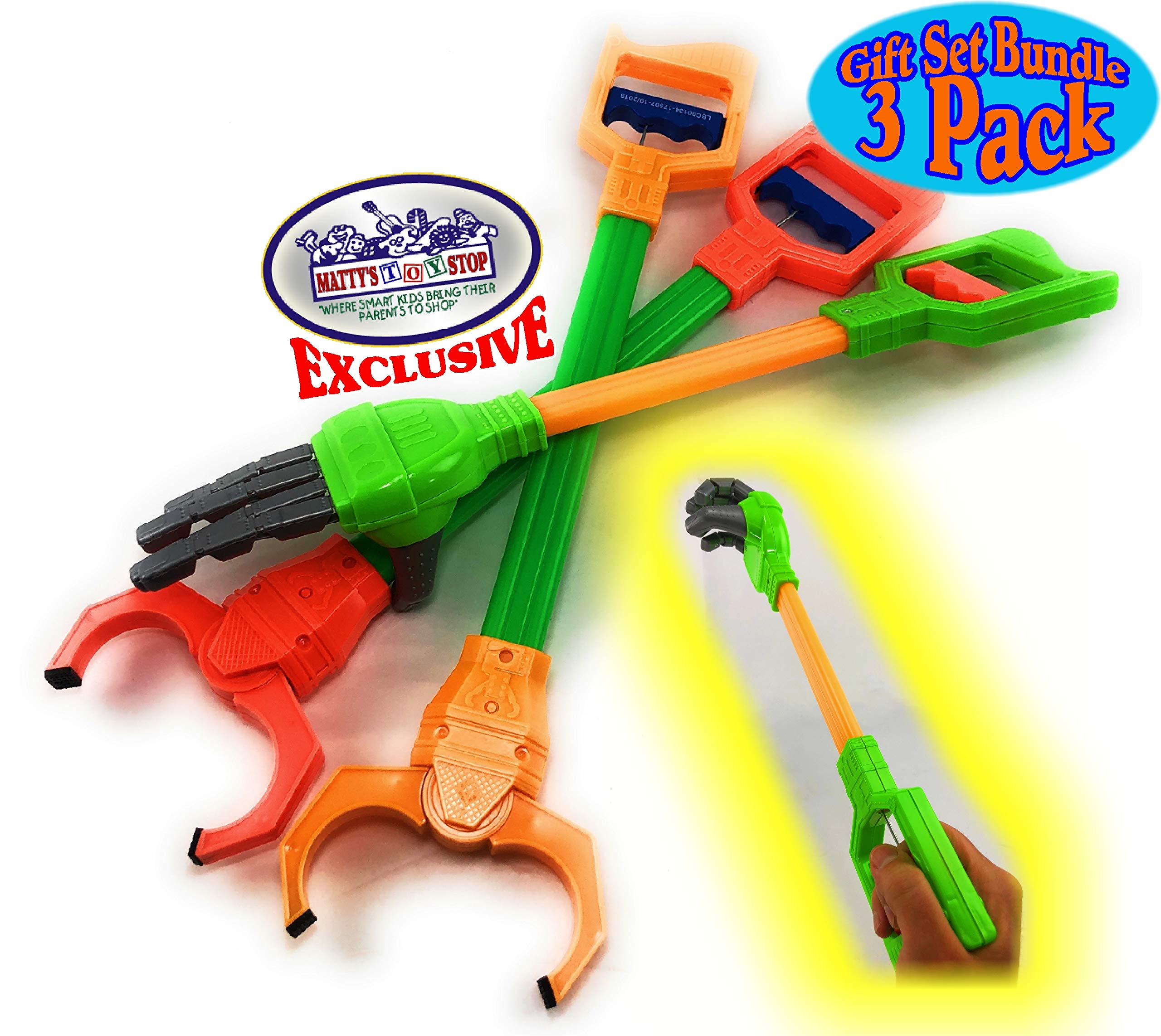 Matty's Toy Stop Gift Set Bundle includes three grabbers for play and tasks.