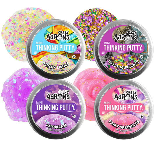 Matty's Toy Stop Crazy Aaron's mini tins showcase Funky Fidget for tactile focus and calm play.