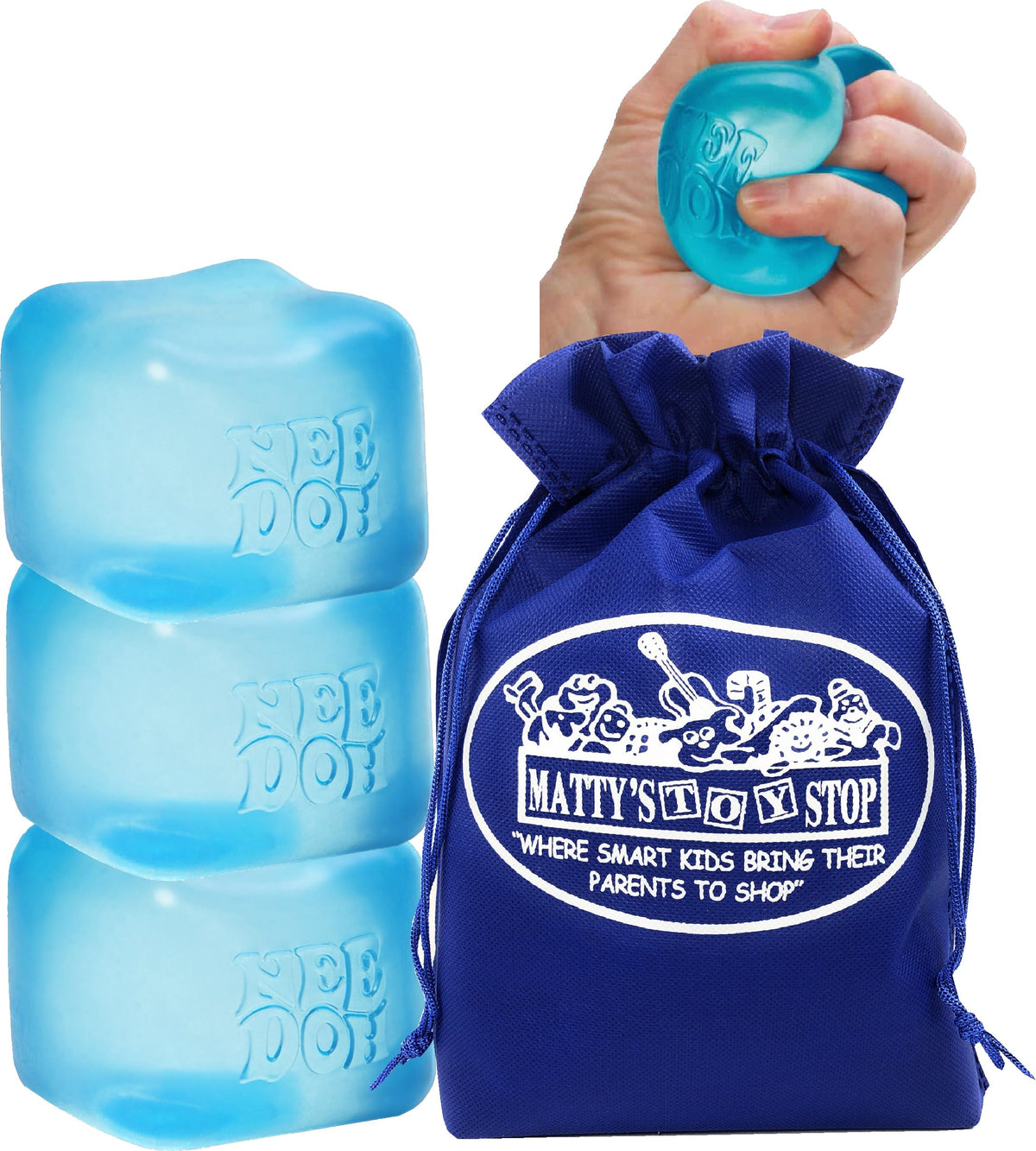 Matty's Toy Stop Nice Cube NeeDoh blue, compact for focus and stress relief