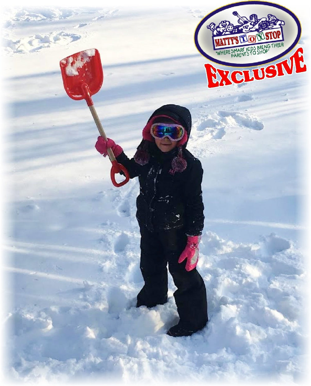 Matty's Toy Stop snow shovel stored in car for easy winter readiness
