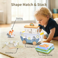 Mauzutta Noahs Ark cloth Bible story book adds gentle read-aloud moments.