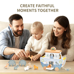 Mauzutta Noahs Ark with sturdy pull string for open-ended play.