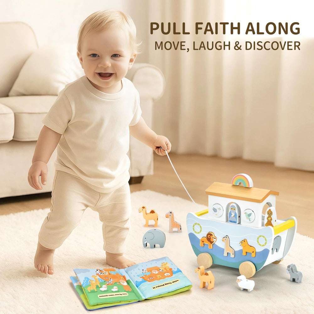 Mauzutta Noahs Ark features roll wheels for active toddlers developing balance.