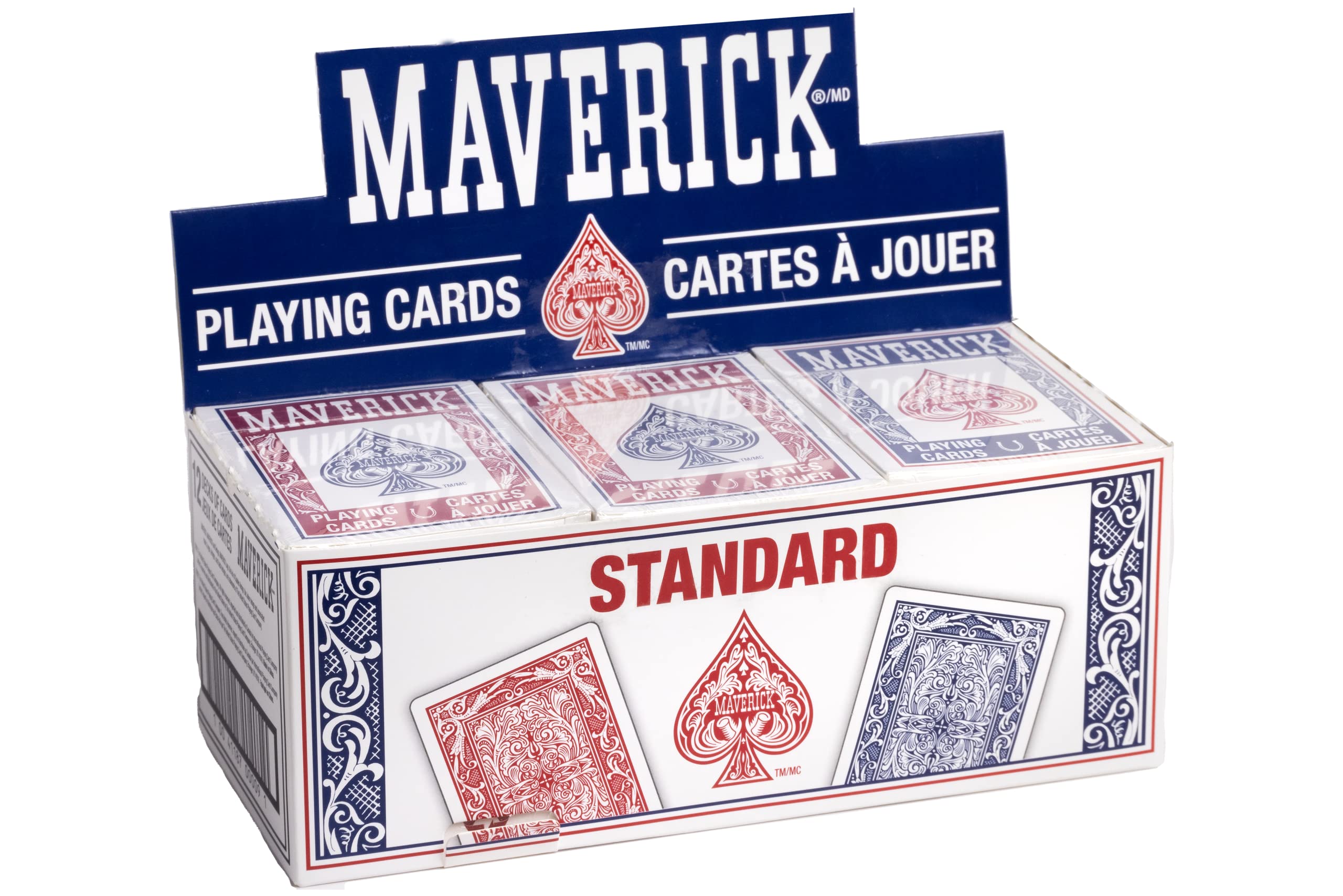 Maverick family game night setup with red and blue decks