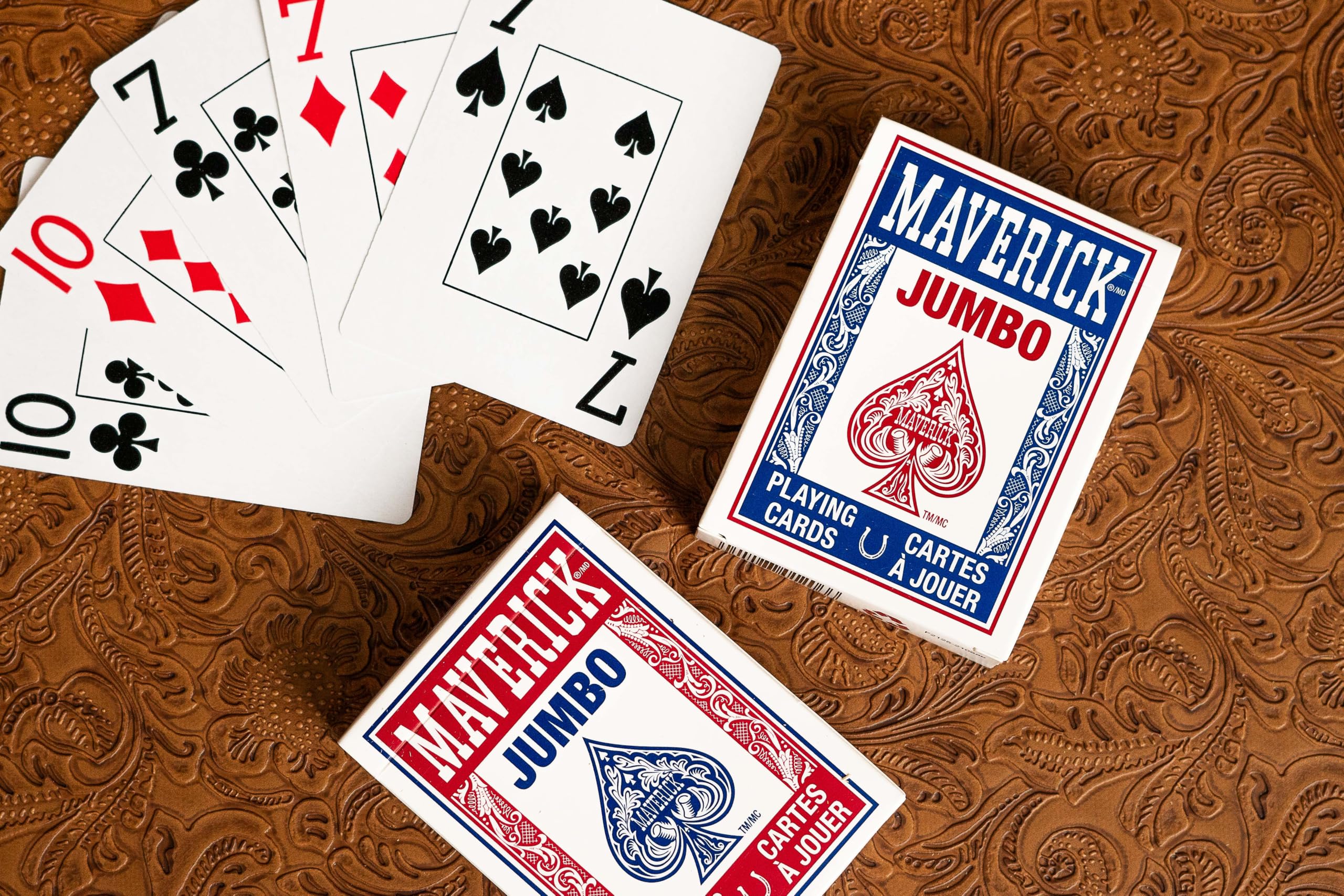 Maverick 52-card deck with glossy plastic coating for durable use
