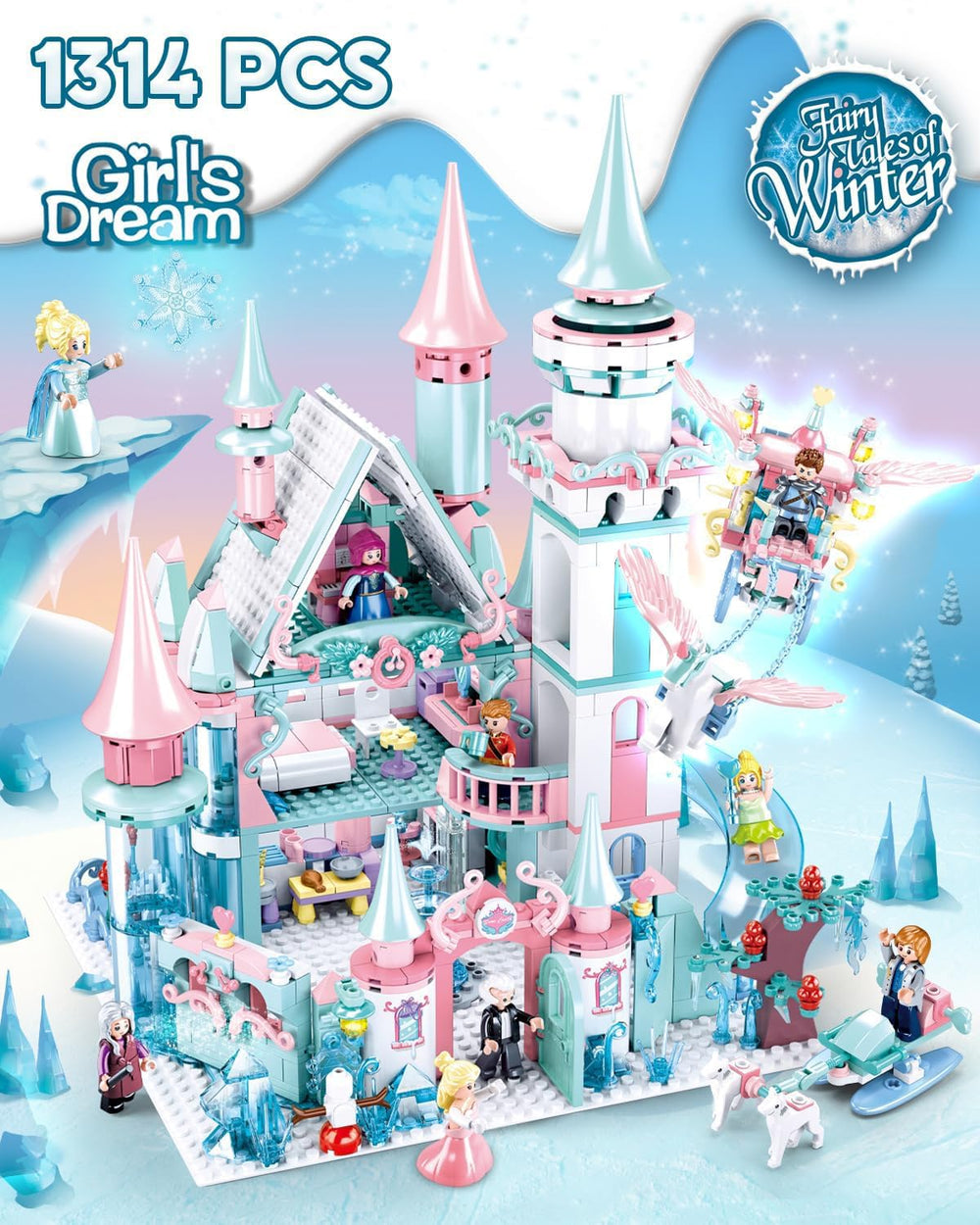 Mavo Brix Castle Girl Set carriage enables elegant princess play