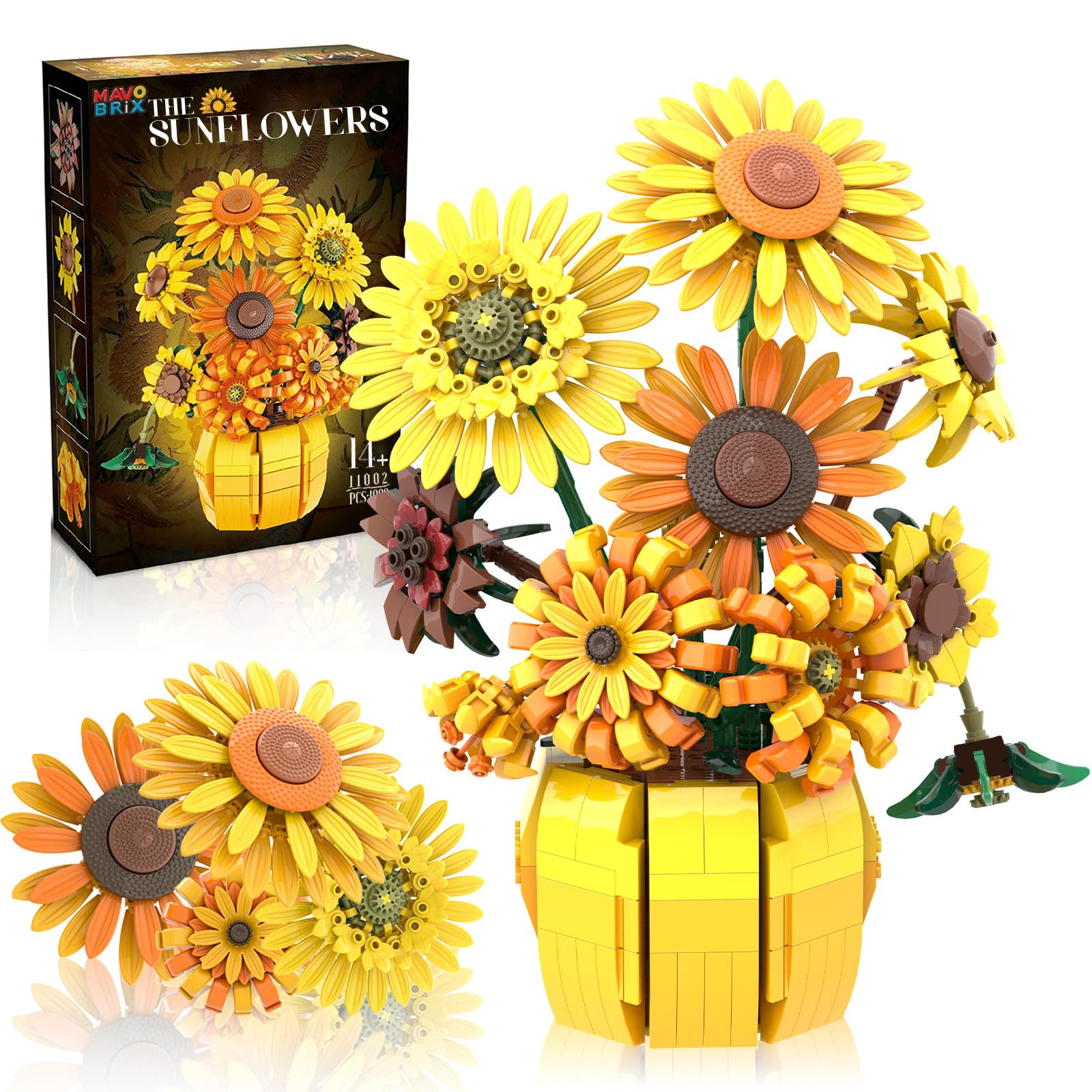 Mavo brix Flowers building kit recreates Van Gogh Sunflowers for elegant display